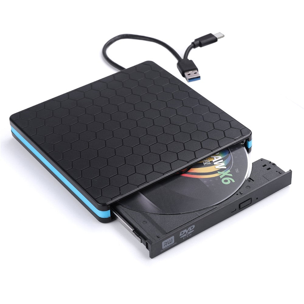 External CD DVD Drive Burner Player to USB 3.0 Type-C Portable Slim DVD/CD ROM RW Rewriter/Writer/Reader