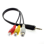 3.5mm 1/8'' Male Stereo Car AUX to 3 RCA AV Female Cord Audio Video Composite Cable