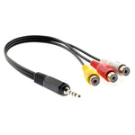3.5mm 1/8'' Male Stereo Car AUX to 3 RCA AV Female Cord Audio Video Composite Cable