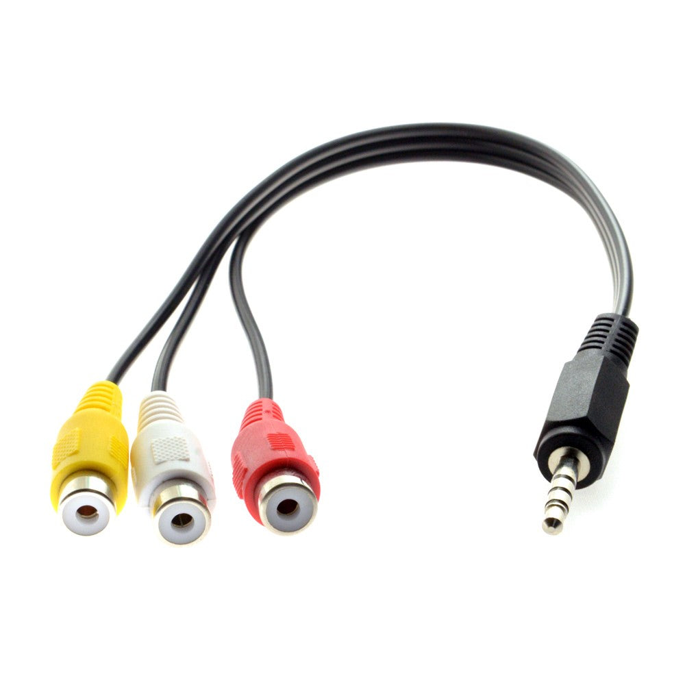3.5mm 1/8'' Male Stereo Car AUX to 3 RCA AV Female Cord Audio Video Composite Cable