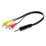 3.5mm 1/8'' Male Stereo Car AUX to 3 RCA AV Female Cord Audio Video Composite Cable