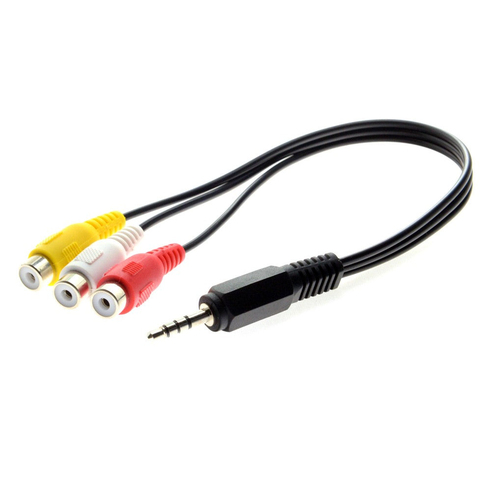 3.5mm 1/8'' Male Stereo Car AUX to 3 RCA AV Female Cord Audio Video Composite Cable