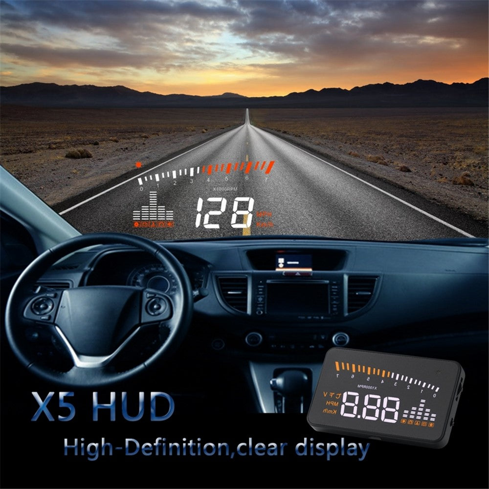 X5 3.0-inch Automatic OBD II Universal Car HUD Fuel icon Head Up Display LED Screen
