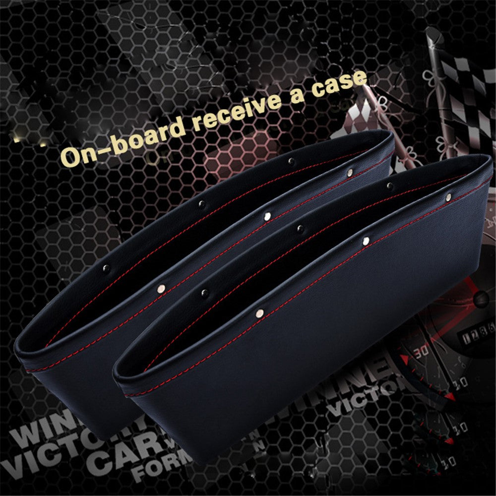 2Pcs / Set Vehicle Mounted Seat Gap Leather Storage Organizer for Wallet, Phones, Maps, Cash etc.