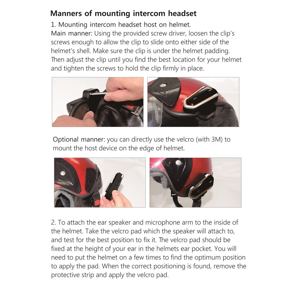 Motorcycle Helmet Bluetooth-compatible Headset Intercom with FM Radio Motorbike Walkie Talkie