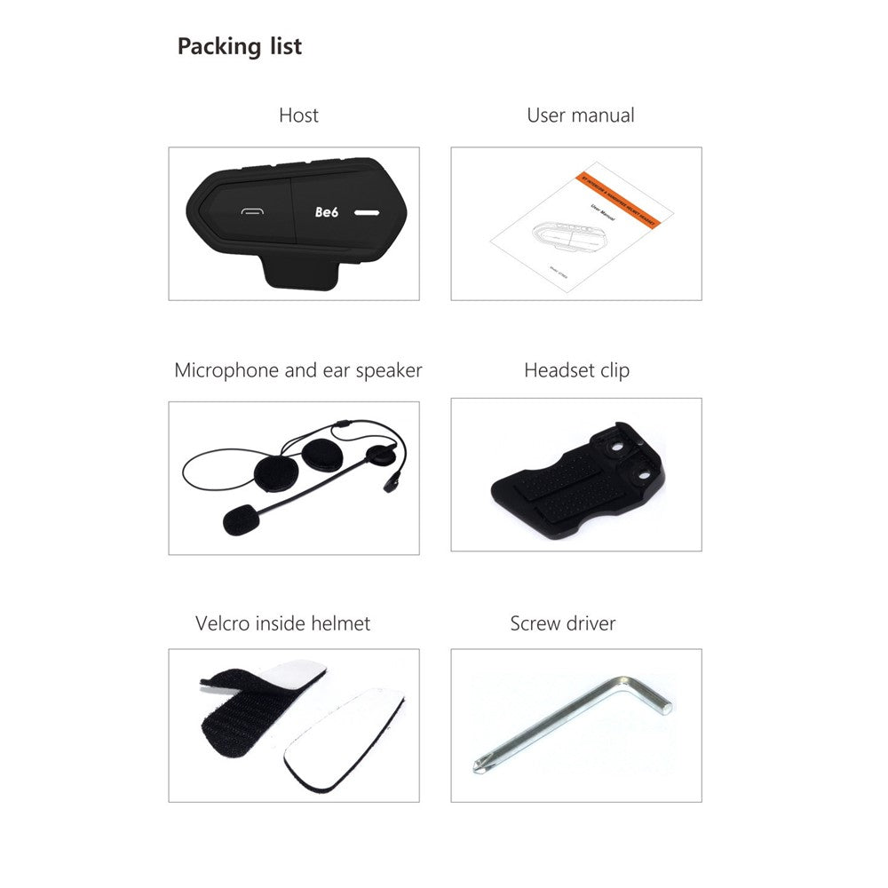 Motorcycle Helmet Bluetooth-compatible Headset Intercom with FM Radio Motorbike Walkie Talkie