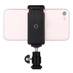 PULUZ PU214 1/4 inch Hot Shoe Tripod Head + Tripod Stand Clamp for Smartphones, Clamp Width: 6-7.6cm