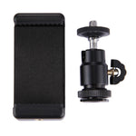 PULUZ PU214 1/4 inch Hot Shoe Tripod Head + Tripod Stand Clamp for Smartphones, Clamp Width: 6-7.6cm