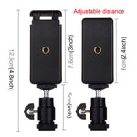 PULUZ PU214 1/4 inch Hot Shoe Tripod Head + Tripod Stand Clamp for Smartphones, Clamp Width: 6-7.6cm