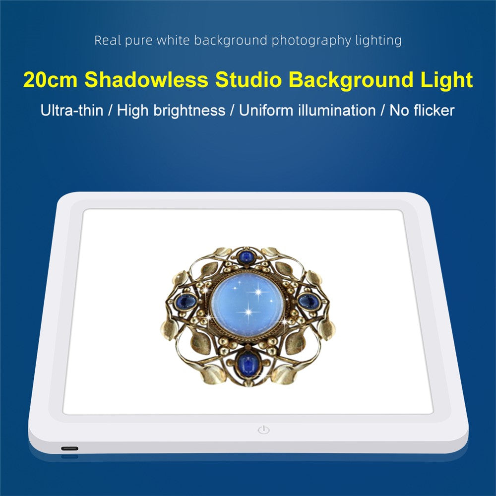 PULUZ PU5136 LED Skyggeløs Fotolys Fotostudie Softbox Bundlys til 20CM Lyskasse