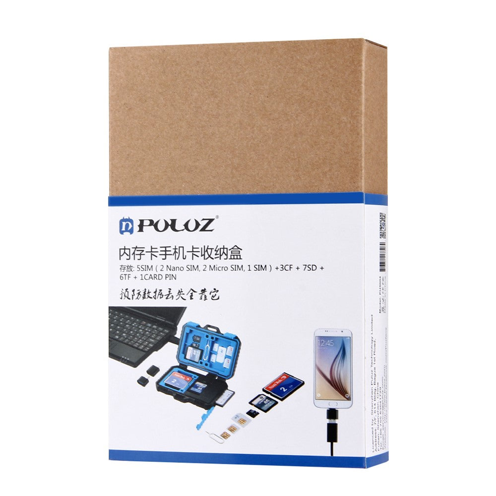 PULUZ PU5004 Kortläsare + 22-i-1 Vattentätt Minneskortsfodral med USB-kabel