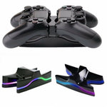 PS4 LED Light Controlled Dual Charger Station USB LED Charging Stand Dock