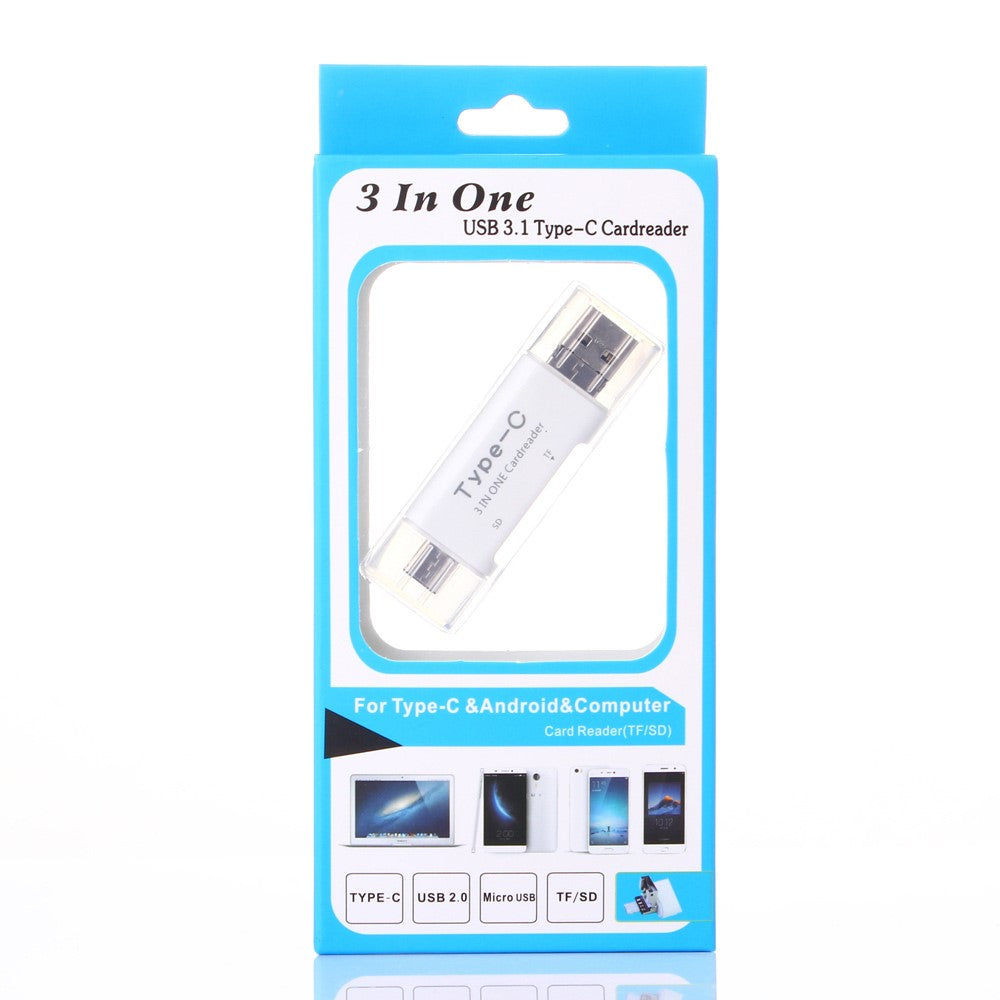 3 in 1 Type C + USB + Micro USB TF/Micro SD & SD Card Reader