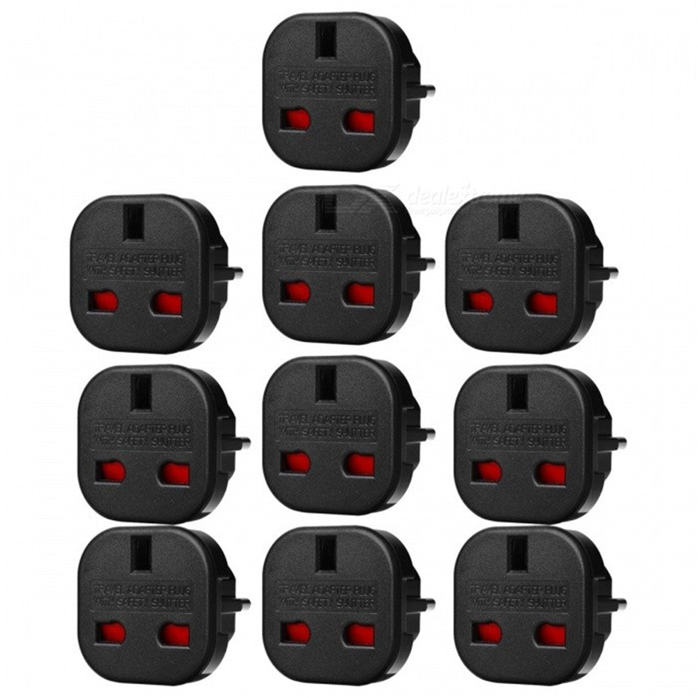 10Pcs / Set UK to EU AC Power Travel Plug Adapter Socket Converters