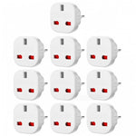 10Pcs / Set UK to EU AC Power Travel Plug Adapter Socket Converters