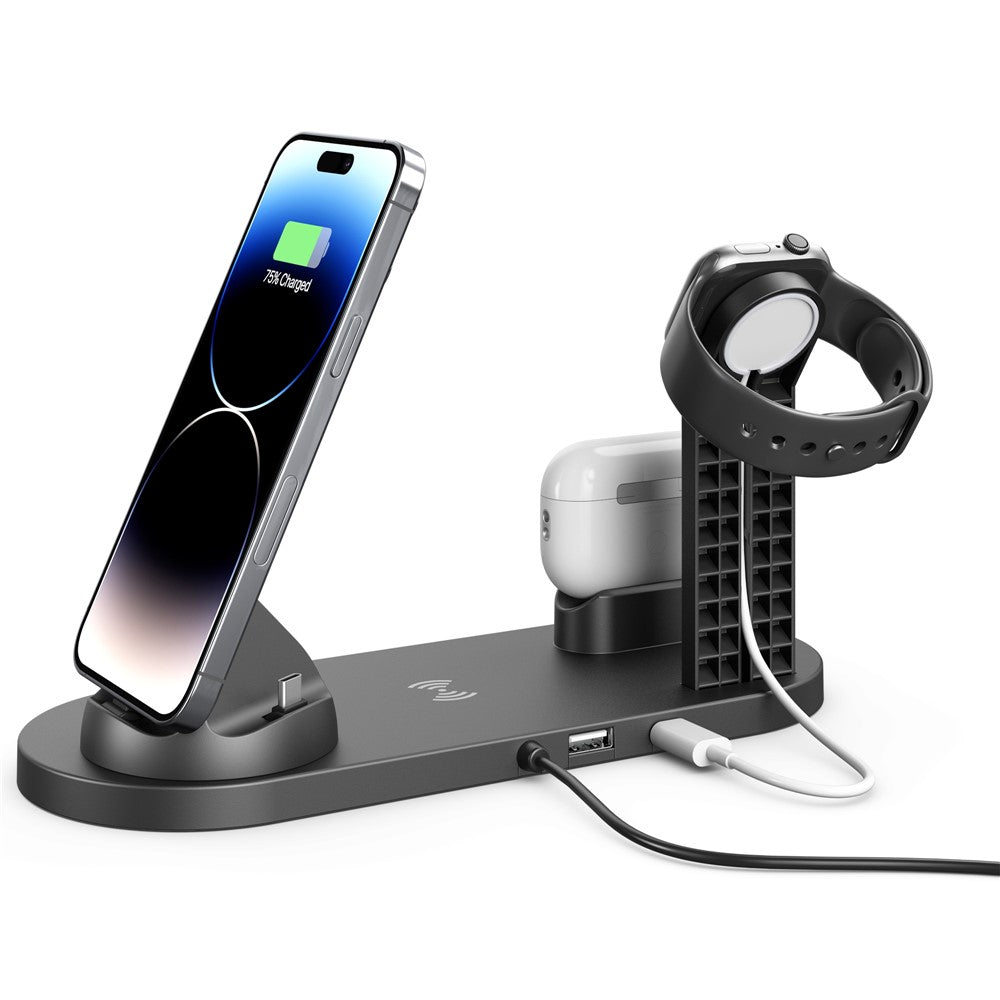 UD15 3 in 1 Rotatable Wireless Charging Dock Station for Apple iPhone/Android Device /Type-C Device