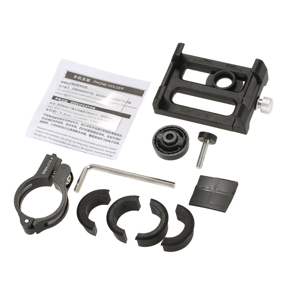 GUB Plus 3 Bicycle Phone Holder Mount 360 Degree Rotating Handlebar Clip Stand Width: 60~100mm