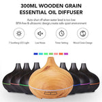 7-Color LED Light Essential Oil Mist Diffuser 300ml Wood Grain Aromatherapy Air Humidifier