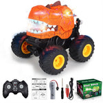 KY-S203A Cracked Pattern 1 / 20 Remote Control Toy Car Light Music Mist Spray Function Dinosaur Head Stunt Car