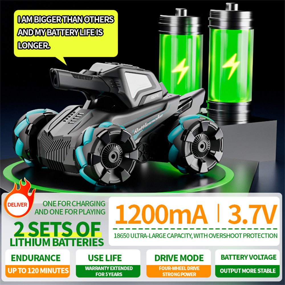 4DRC 4D-Y8 RC Tank Car 4WD Off-Road Water Bullet Shooter 2.4G Remote Control Dual Battery