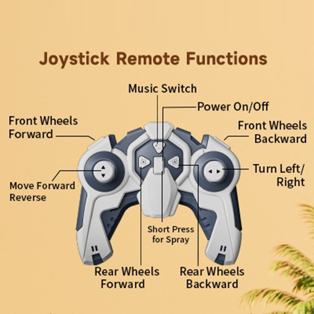 4DRC 4D-Y12 Dinosaur Shape 8 Wheels RC Car Spray Toy for Kids, Single Controller / Single Battery