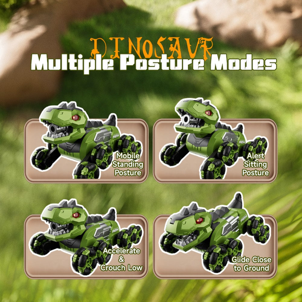 4DRC 4D-Y12 Dinosaur Shape 8 Wheels RC Car Spray Toy for Kids, Single Controller / Dual Battery