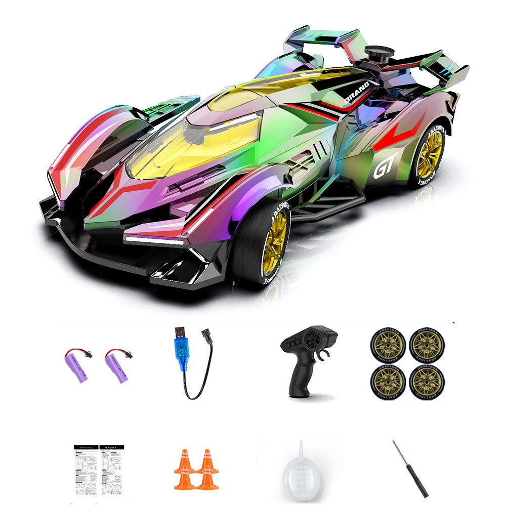 Q219 4WD RC Car Laser Holographic 2.4G Remote Control Drift Racing Vehicle with Spray Mist, Dual Battery