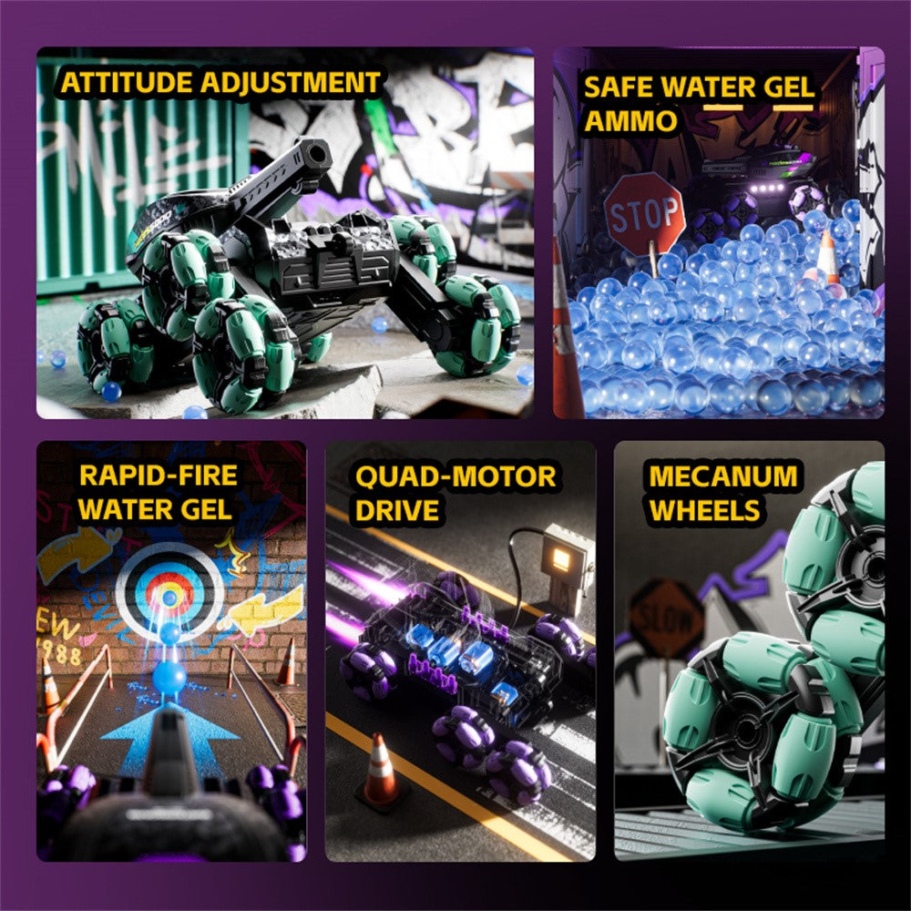 4DRC 4D-Y13 Water Bomb Launcher Dual Control 6 Wheel Drive RC Stunt Tank Children Gift, with 2 Batteries