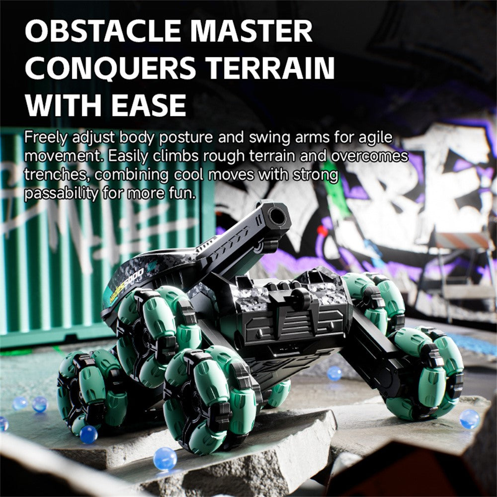 4DRC 4D-Y13 Water Bomb Launcher Dual Control 6 Wheel Drive RC Stunt Tank Children Gift, with 2 Batteries