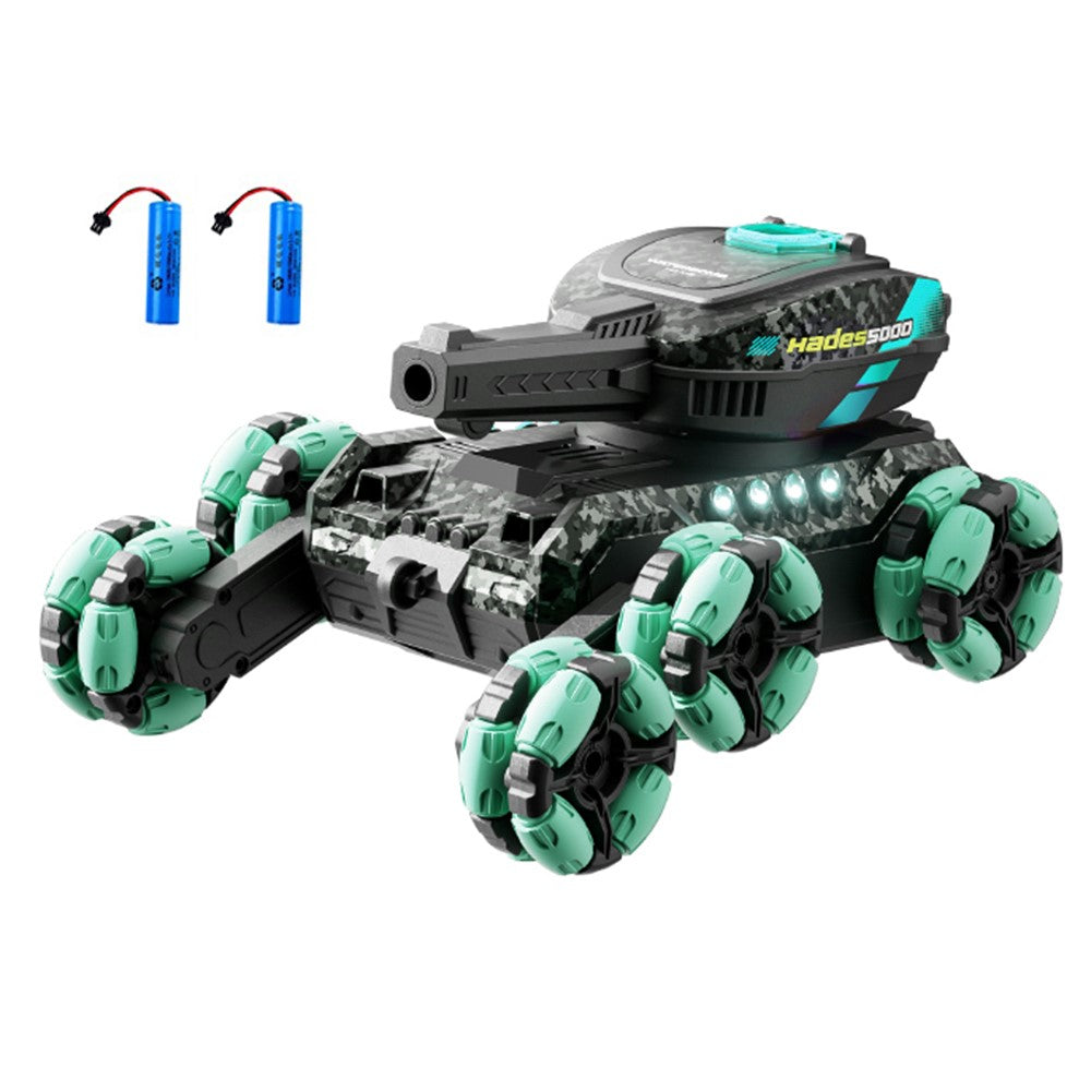 4DRC 4D-Y13 Water Bomb Launcher Dual Control 6 Wheel Drive RC Stunt Tank Children Gift, with 2 Batteries