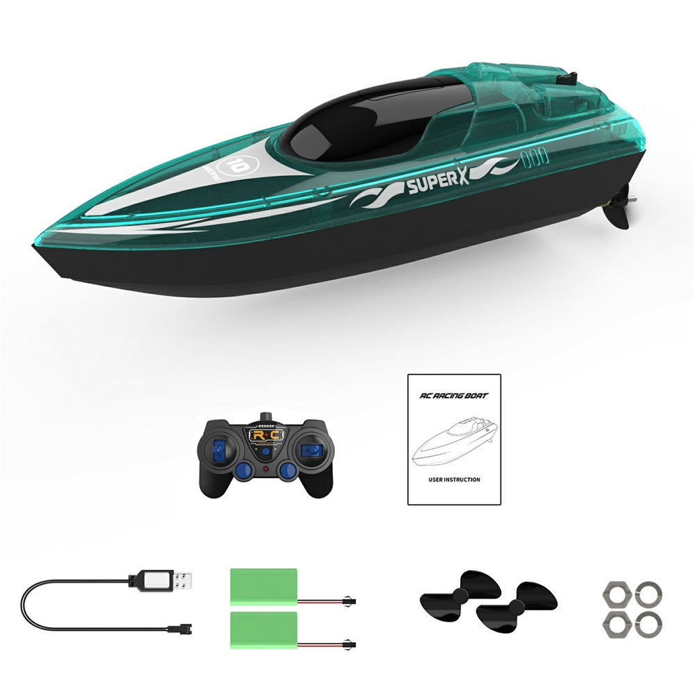 V555 2.4G RC Boat with 2 Batteries High Speed Remote Control Racing Speedboat with LED Light for Children Toy