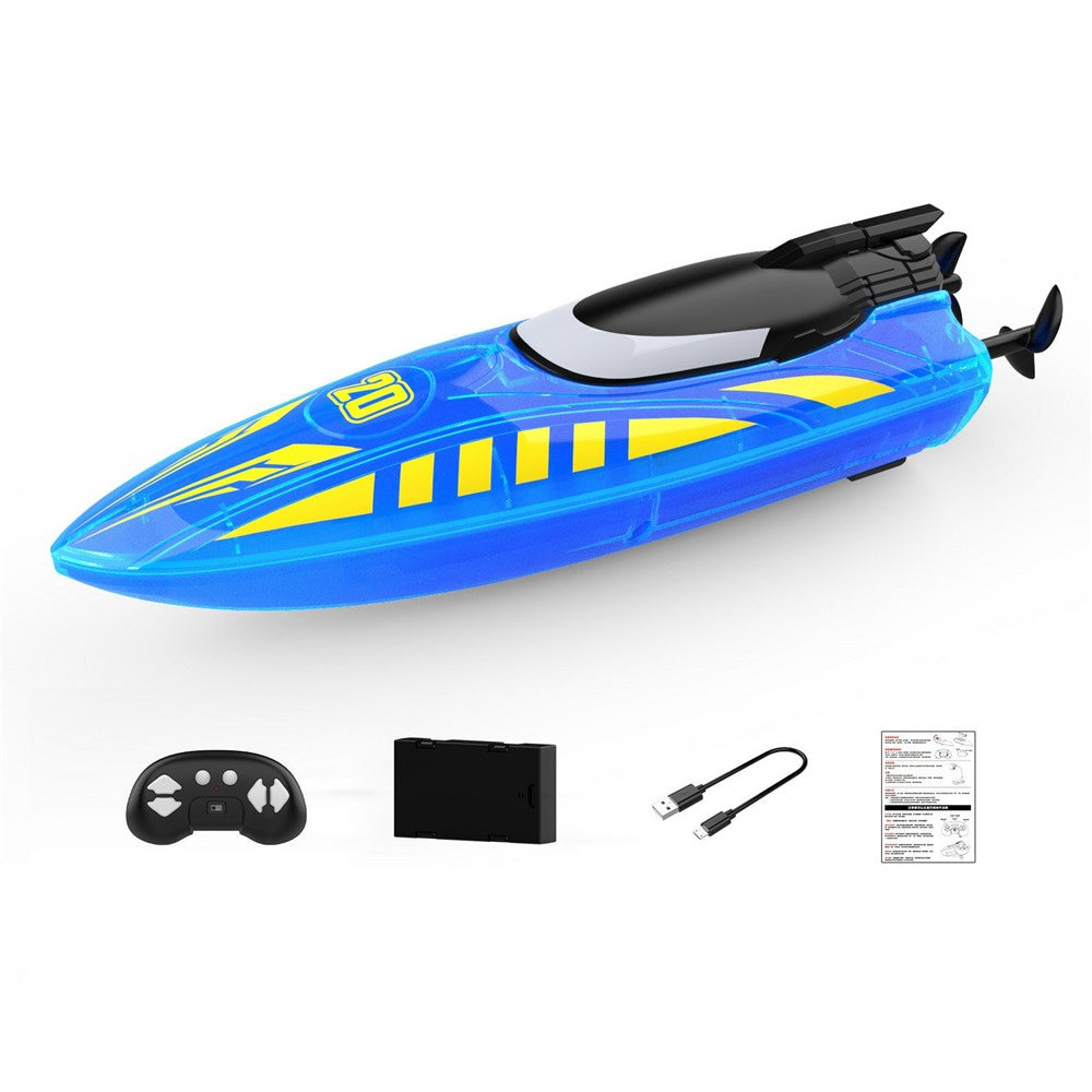 V777 2.4G Remote Control Stunt Boat Toy with 1 Battery High Speed Electric RC Boat with RGB LED Light for Children