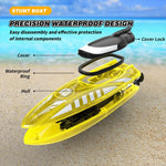V777 2.4G Remote Control Stunt Boat Toy with 2 Batteries High Speed Electric RC Boat with RGB LED Light for Children