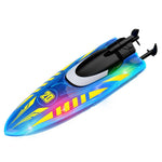 V777 2.4G Remote Control Stunt Boat Toy with 2 Batteries High Speed Electric RC Boat with RGB LED Light for Children