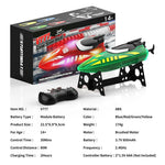 V777 2.4G Remote Control Stunt Boat Toy with 2 Batteries High Speed Electric RC Boat with RGB LED Light for Children