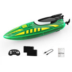 V777 2.4G Remote Control Stunt Boat Toy with 2 Batteries High Speed Electric RC Boat with RGB LED Light for Children