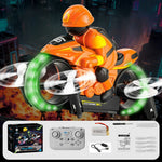 H141 2 in 1 Flying Motorbike RC Toy Land Air Dual Mode 7-Color LED Lights 2.4G Remote Control Motorcycle Toy