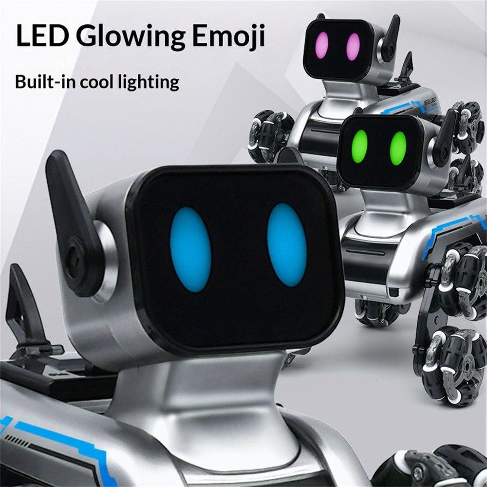 8-Wheel Stunt Robot Dog with LED Light and Music Spray Drift Remote Control Dog Toy for Kids