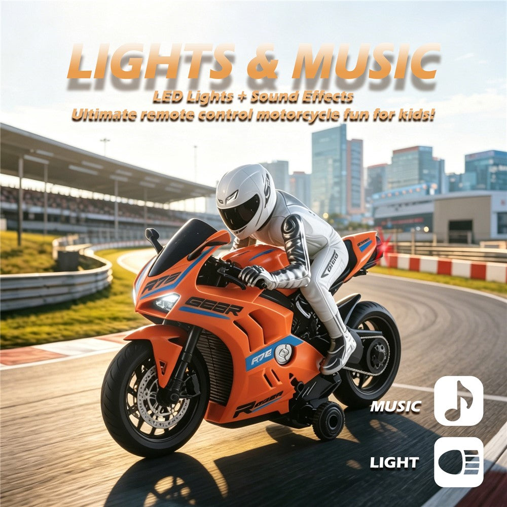 UJ99-MT06 1:8 Scale RC Motorcycle 2.4GHz Remote Control 360° Rotate LED Lights Sound Motorbike RC Toy for Kids