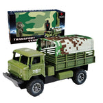 Fyrkanalig fjärrstyrd lastbilsmodellleksaker simulering elbil leksaks militär RC transportfordon