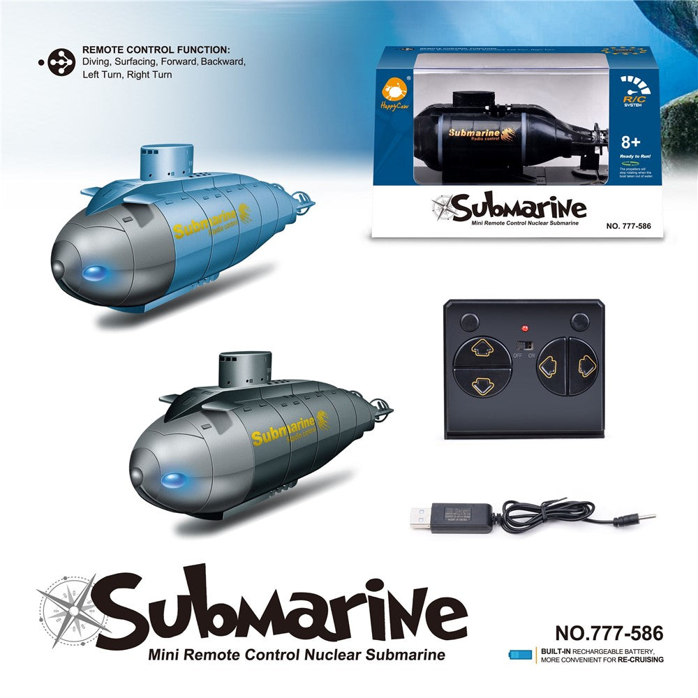 777-586 Wireless 6 Channels 2.4G RC Submarine with LED Lights Electric Mini Submarine Toy
