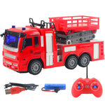 JC21 Wireless RC 4 Channels Mini Fire Truck Fire Engine Toy with Lights Electric Car Model Toy for Kids