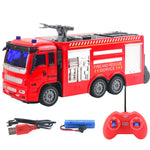 JC21 Wireless RC 4 Channels Mini Fire Truck Fire Engine Toy with Lights Electric Car Model Toy for Kids