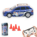 QT666 Mini 1:64 Drink Can Design RC Car with Remote Controller Road Blocks Drift Racing Car Toy Children Boys Gift