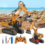 1034 Plastic 1:20 2.4G RC Engineering Vehicle Remote Control 680 Degrees Rotation 11 Channel Crawler Excavator Kids Toy with Light Music