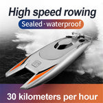 805 2.4G 30Km/h High Speed Remote Control Racing Boat Dual Motor RC Boat for Kids Adults, with 2 Batteries