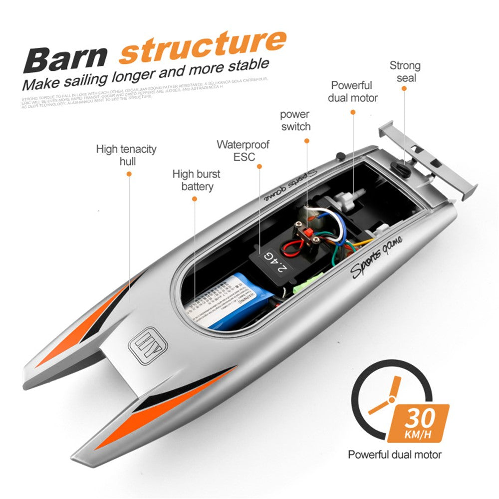 805 Remote Control Racing Boat 2.4G 30Km/h High Speed Dual Motor RC Boat for Kids Adults, with 1 Battery