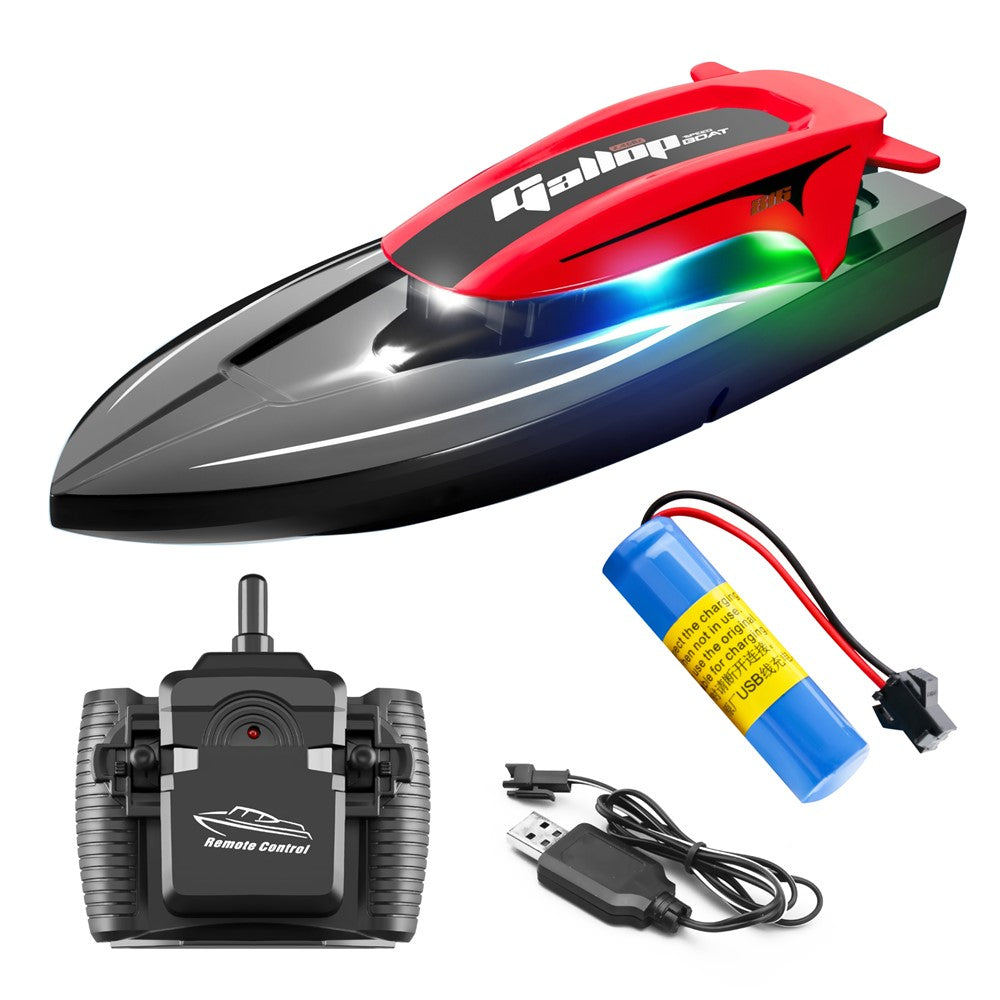 816 Kids RC Speedboat 2.4Ghz High Speed Remote Control Boat Water Toy with LED Light, 1 Battery