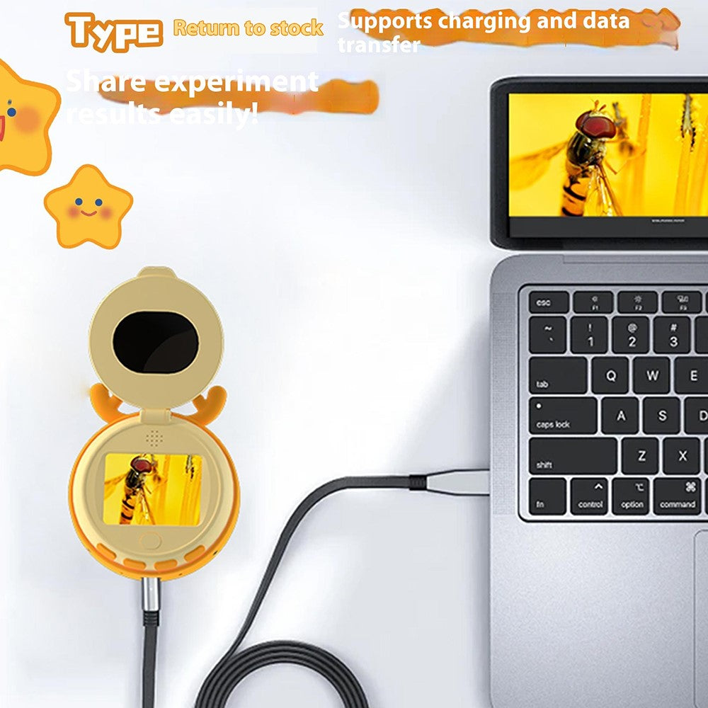 HM020F Microscope For Children 2.0 HD IPS Screen 7 LED Lights 100X Magnification Video Recorder