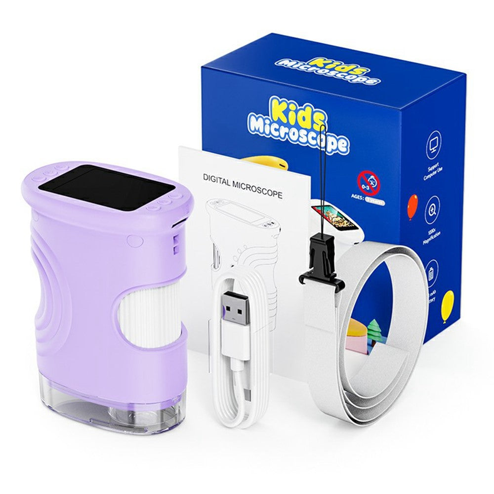 382 Portable Digital Microscope 2 Inch IPS Screen 1000X Handheld Electronic Microscope for Children